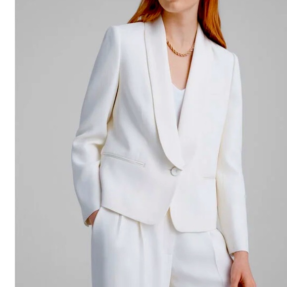 Club Monaco Jackets & Blazers - Club Monaco Crepe Tuxedo Blazer Sz 10 Veste Off White Cream Shawl Collar New.